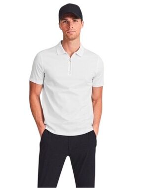 NWT Reiss Belfry Mercerised Egyptian Cotton Men’s Polo Shirt White Size Small
